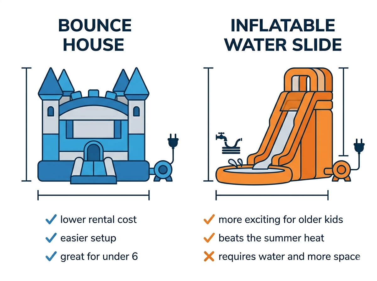 Inflatable Water Slide vs. Bounce House Cost Comparison
